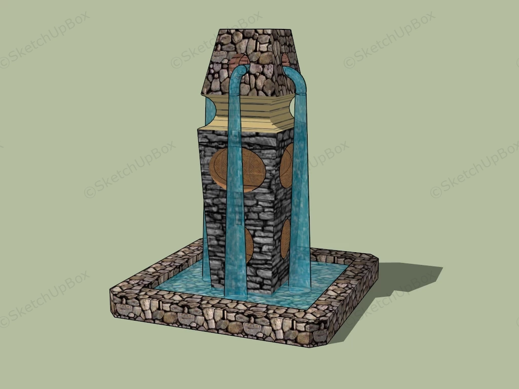 Stone Fountain sketchup model preview - SketchupBox