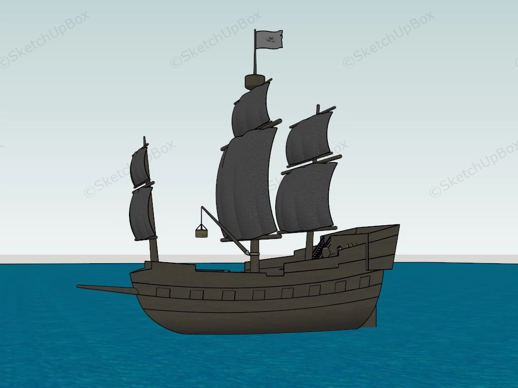 Old Pirate Ship sketchup model preview - SketchupBox