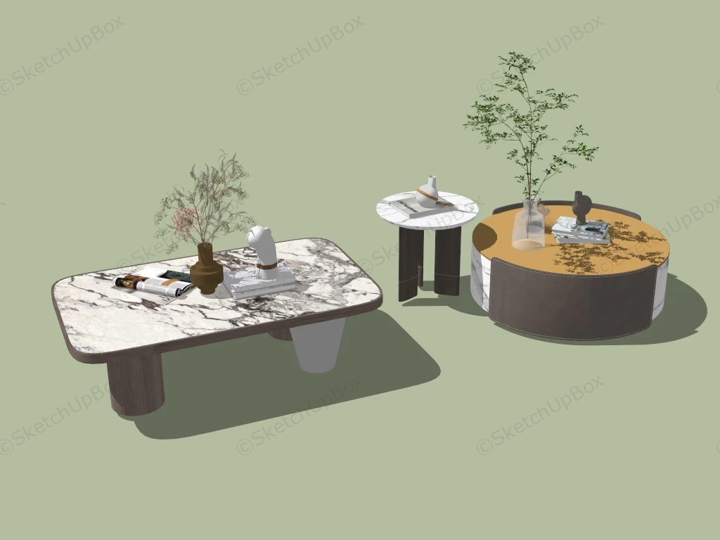 Coffee Table End Table Set sketchup model preview - SketchupBox