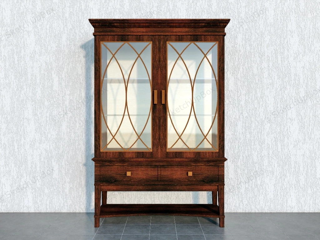 Victorian Antique Display Cabinet sketchup model preview - SketchupBox