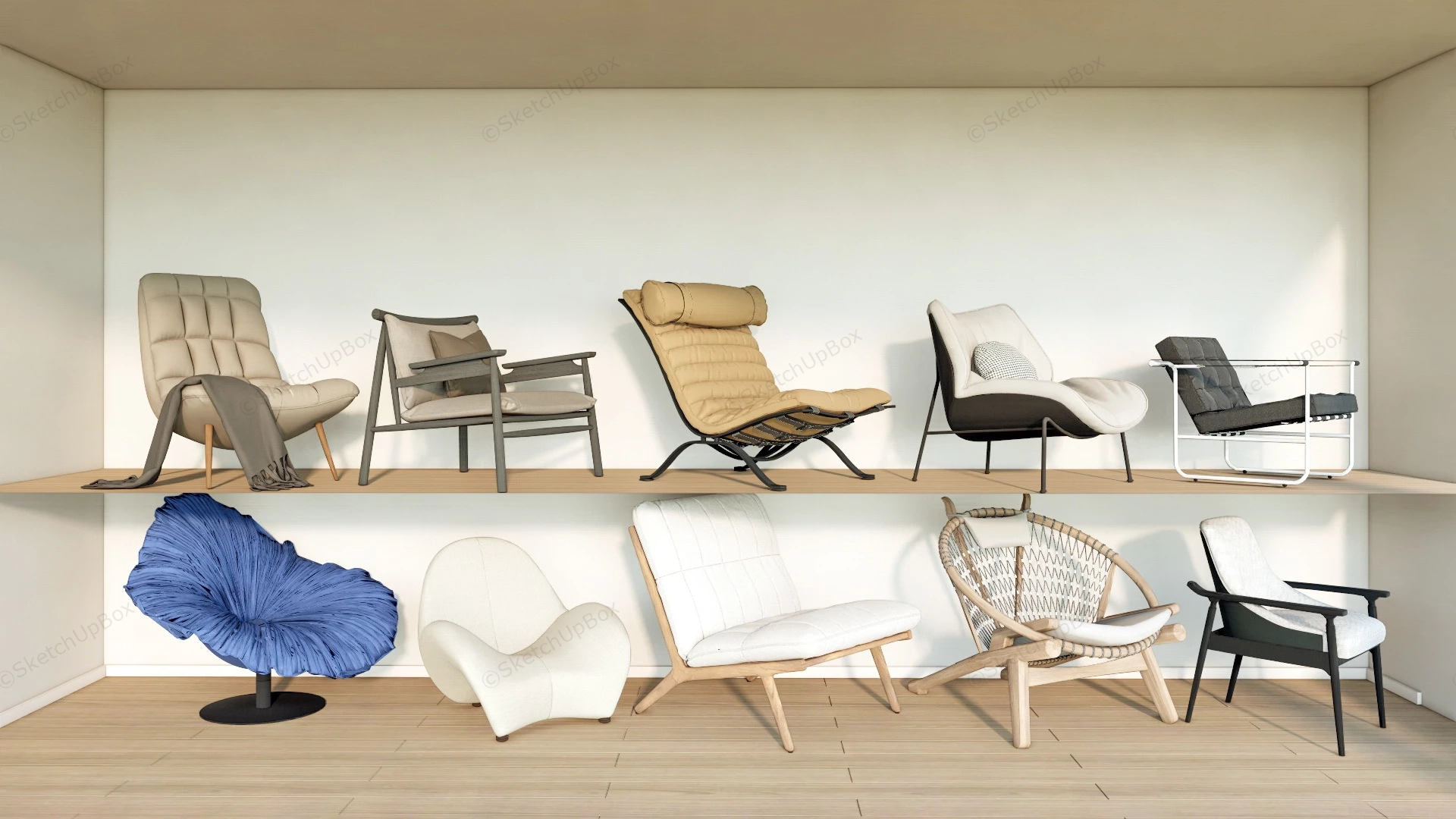 Leisure And Lounge Chairs Collection sketchup model preview - SketchupBox