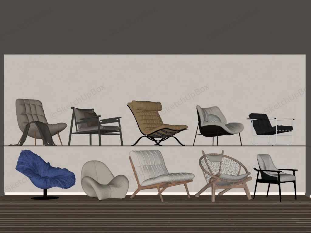 Leisure And Lounge Chairs Collection sketchup model preview - SketchupBox