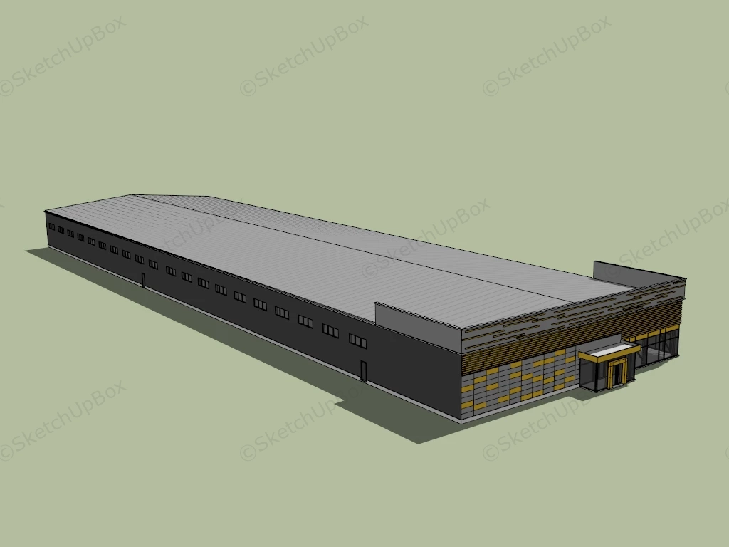 Modern Factory Building sketchup model preview - SketchupBox