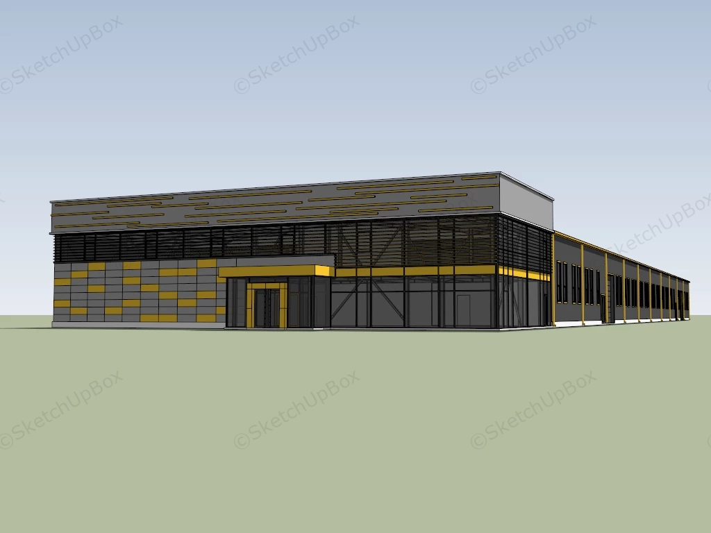 Modern Factory Building sketchup model preview - SketchupBox