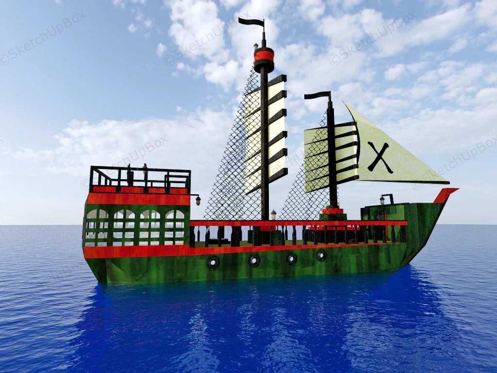 Vintage Pirate Ship sketchup model preview - SketchupBox