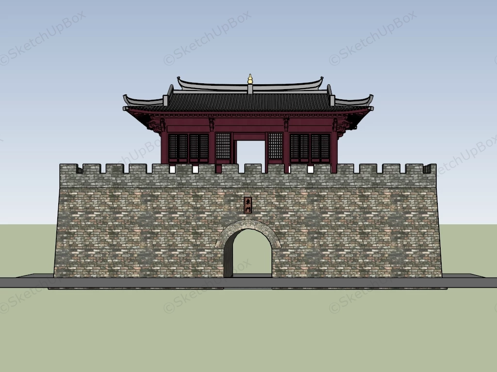 Chinese Ancient City Gate sketchup model preview - SketchupBox