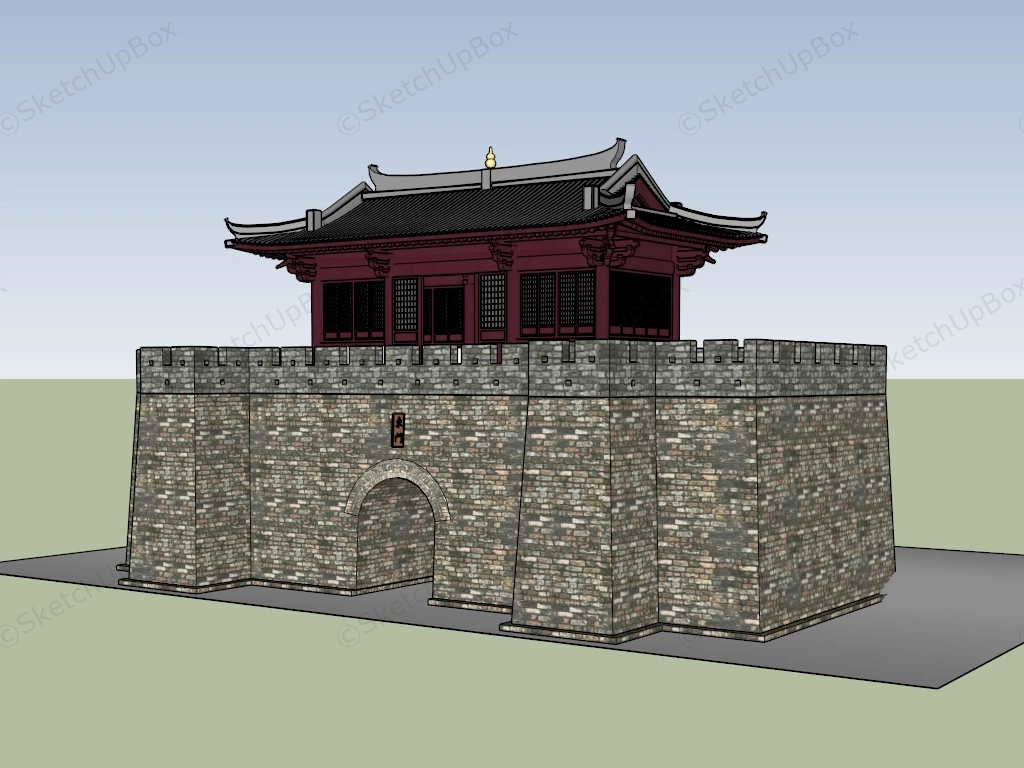 Chinese Ancient City Gate sketchup model preview - SketchupBox