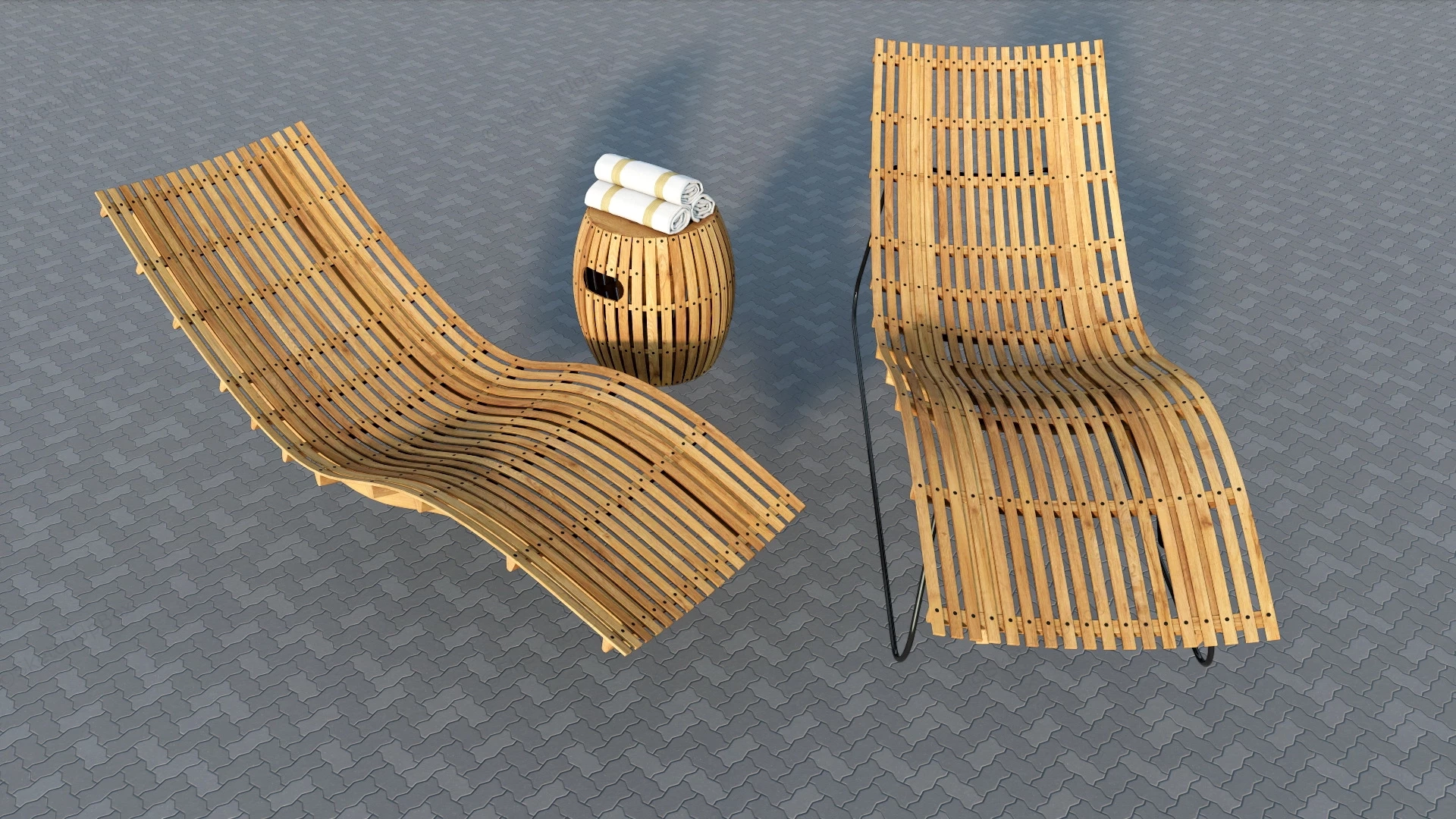 Bamboo Sunlounger sketchup model preview - SketchupBox