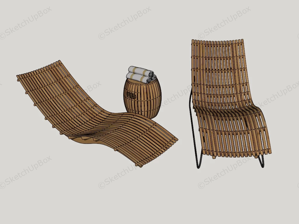 Bamboo Sunlounger sketchup model preview - SketchupBox