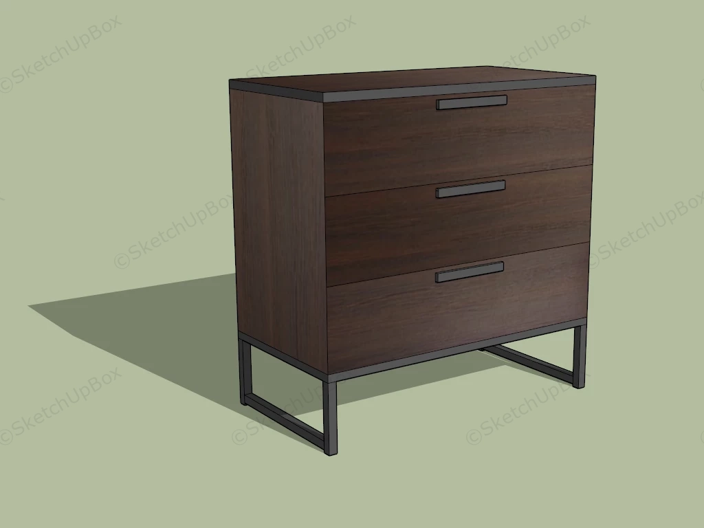 Modern 3 Drawer Nightstand sketchup model preview - SketchupBox