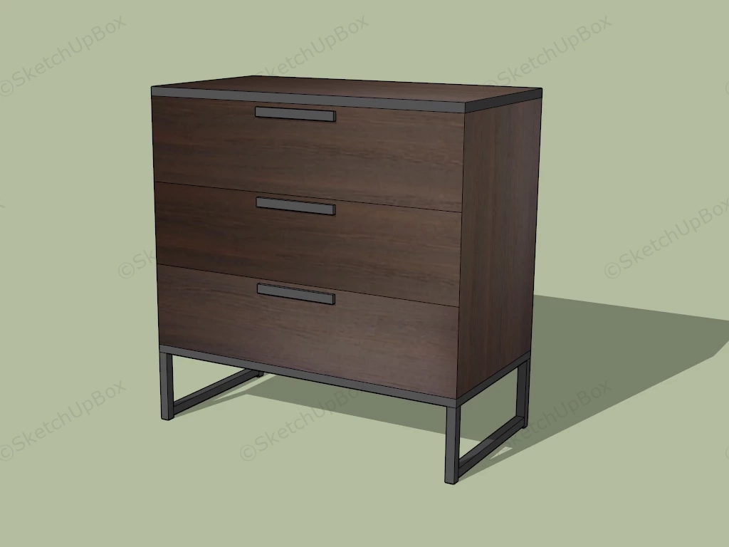 Modern 3 Drawer Nightstand sketchup model preview - SketchupBox