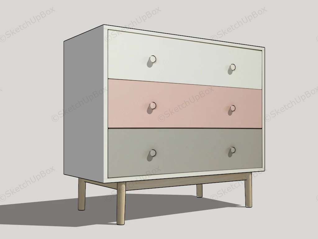 3 Drawer Contemporary Nightstand sketchup model preview - SketchupBox