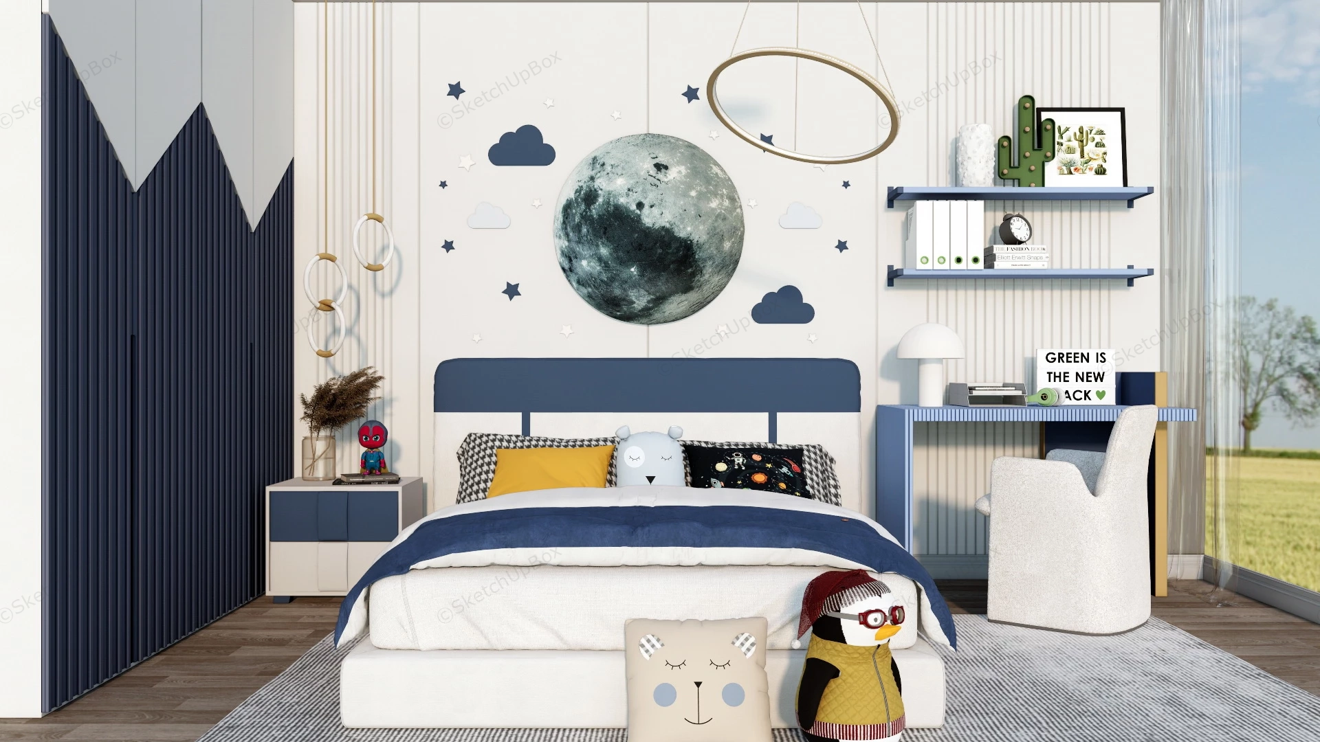 Blue Space Toddler Boy Room sketchup model preview - SketchupBox