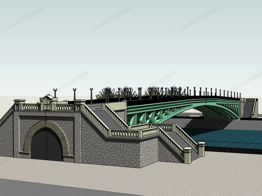 Footbridge Over River sketchup model preview - SketchupBox