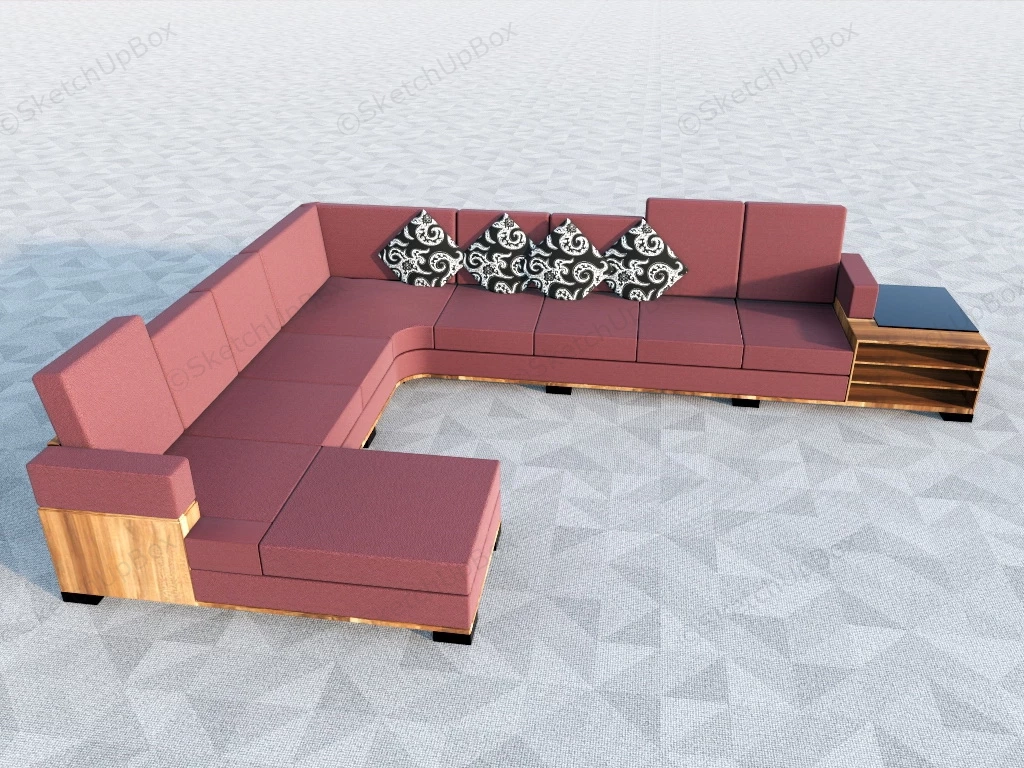 Red Fabric Sectional Sofa sketchup model preview - SketchupBox