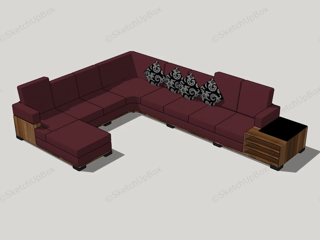 Red Fabric Sectional Sofa sketchup model preview - SketchupBox