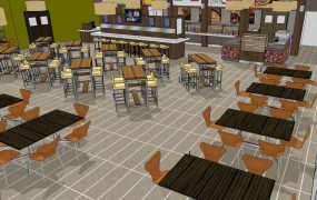 Canteen SketchUp 3D Model .skp File Download - SketchupBox